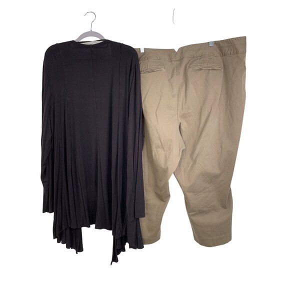 Lane Bryant Womens Black Swing Cardigan & Tan Chino Capri Pants Set 3X REE10488 - Picture 4 of 10